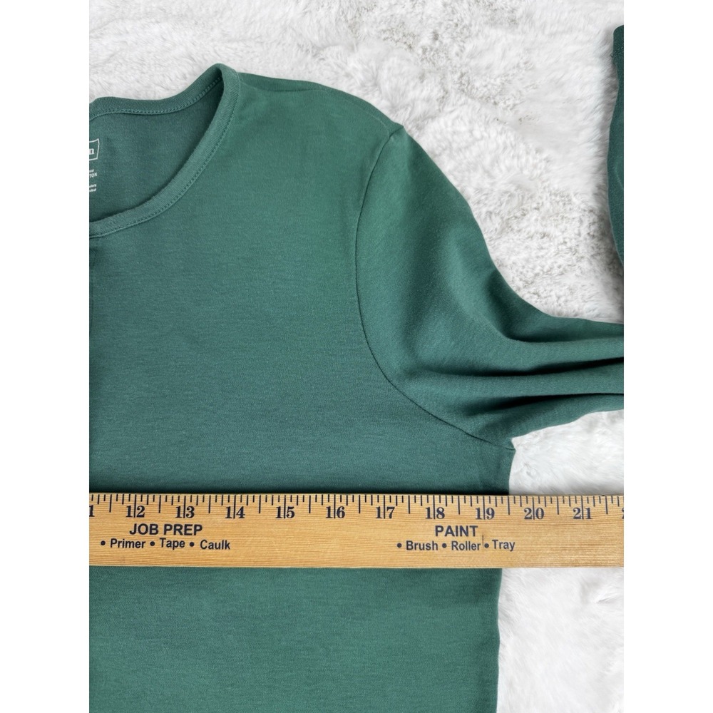 L.L. Bean 100% Supima Cotton Teal Green Long Sleeve Pearl Button Cardigan Knit M - Picture 8 of 10